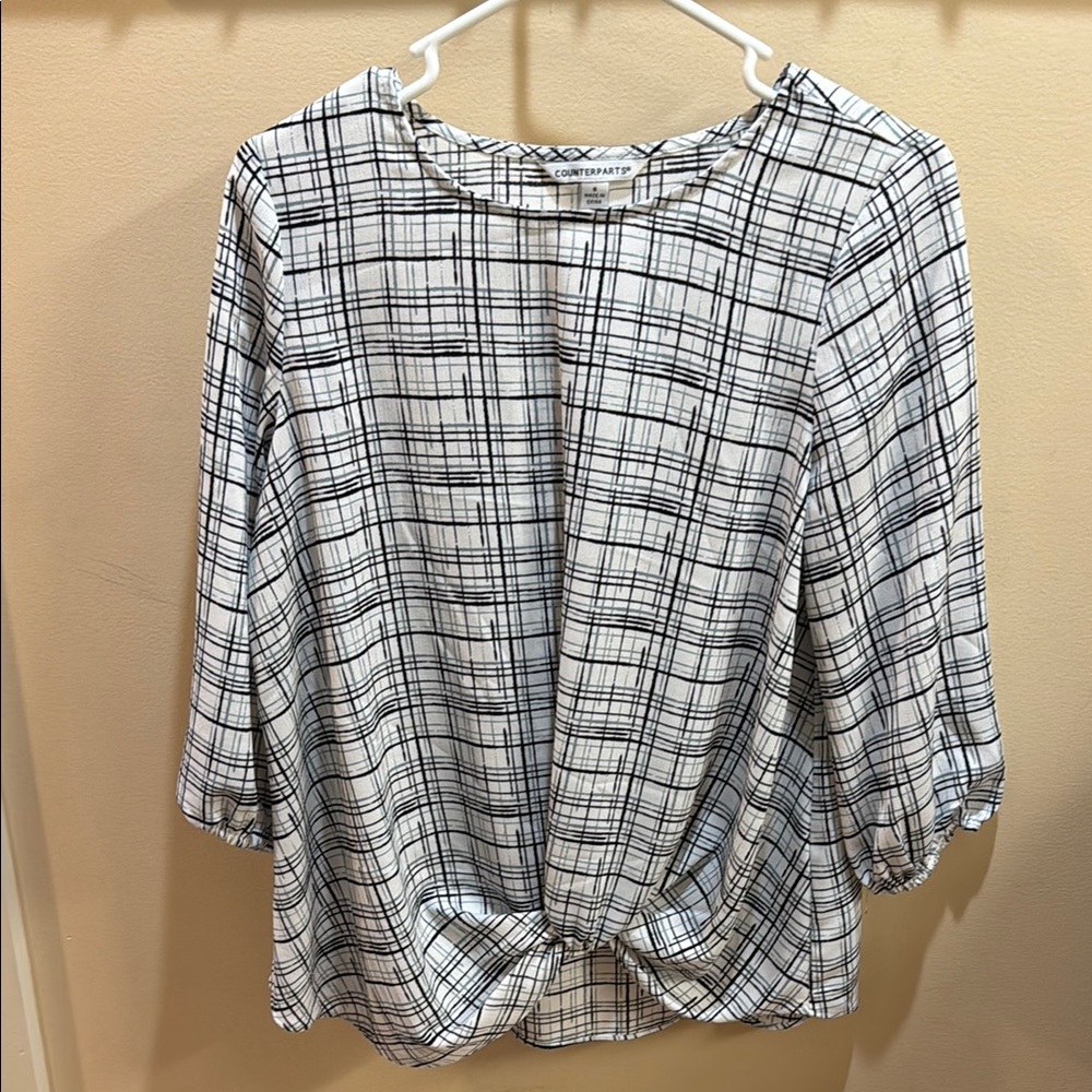 Black and White Plaid Women's Top